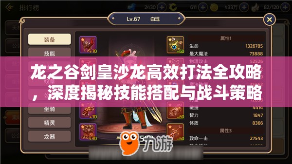 龙之谷剑皇沙龙高效打法全攻略，深度揭秘技能搭配与战斗策略