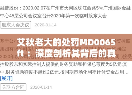 艾秋老大的处罚MD0065ft ：深度剖析其背后的真相与影响