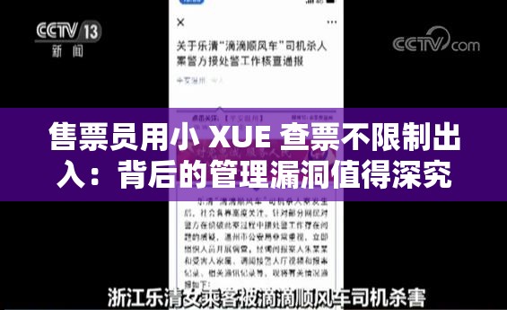 售票员用小 XUE 查票不限制出入：背后的管理漏洞值得深究