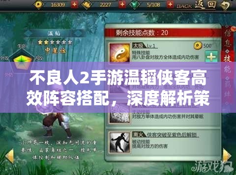 不良人2手游温韬侠客高效阵容搭配，深度解析策略与资源管理技巧