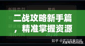 二战攻略新手篇，精准掌握资源分配技巧，助你打造一支无敌军团