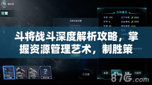 斗将战斗深度解析攻略，掌握资源管理艺术，制胜策略全揭秘