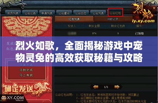 烈火如歌，全面揭秘游戏中宠物灵兔的高效获取秘籍与攻略