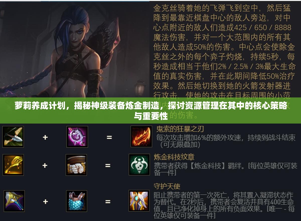 萝莉养成计划，揭秘神级装备炼金制造，探讨资源管理在其中的核心策略与重要性