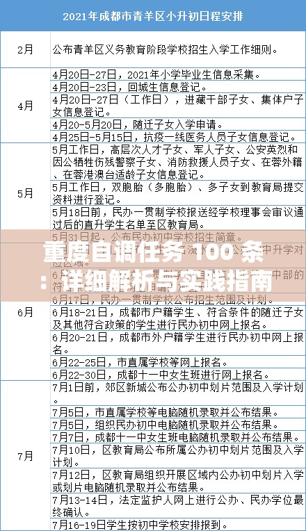 重度自调任务 100 条：详细解析与实践指南