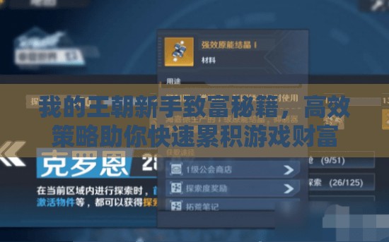 我的王朝新手致富秘籍，高效策略助你快速累积游戏财富