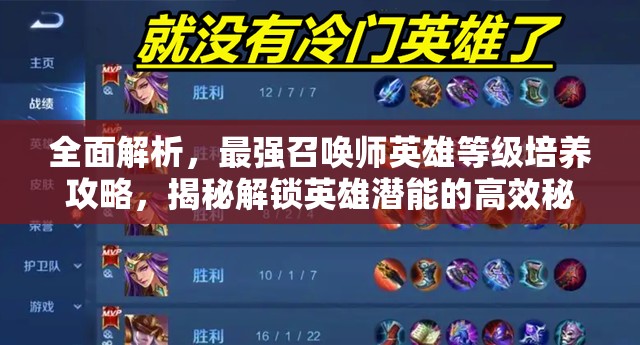 全面解析，最强召唤师英雄等级培养攻略，揭秘解锁英雄潜能的高效秘籍