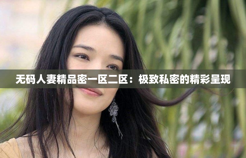 无码人妻精品密一区二区：极致私密的精彩呈现