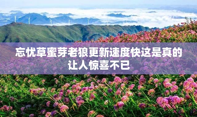 忘忧草蜜芽老狼更新速度快这是真的让人惊喜不已