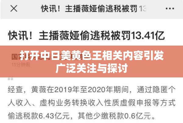 打开中日美黄色王相关内容引发广泛关注与探讨