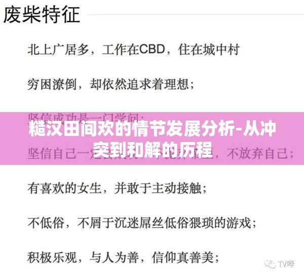 糙汉田间欢的情节发展分析-从冲突到和解的历程