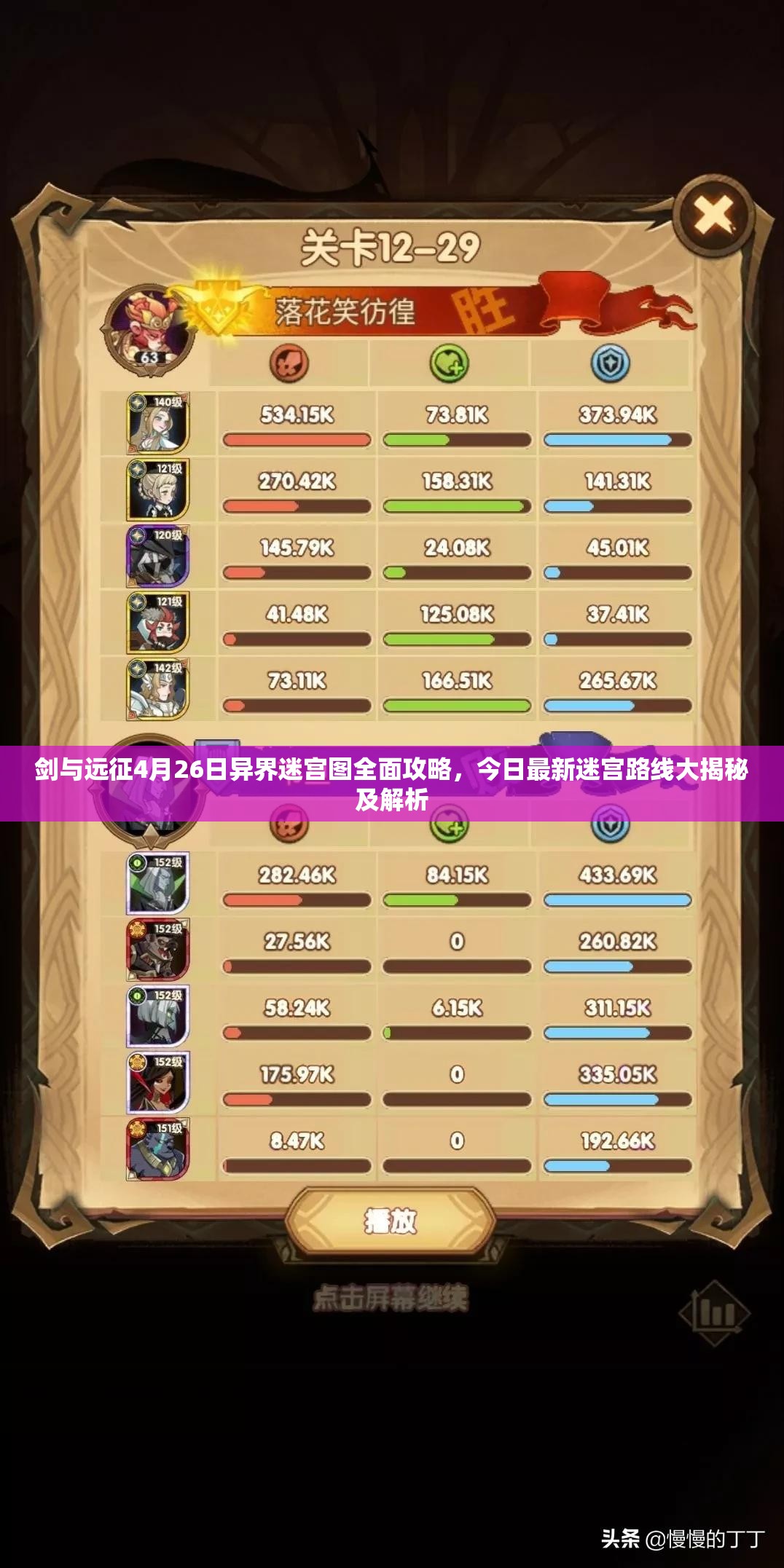 剑与远征4月26日异界迷宫图全面攻略，今日最新迷宫路线大揭秘及解析