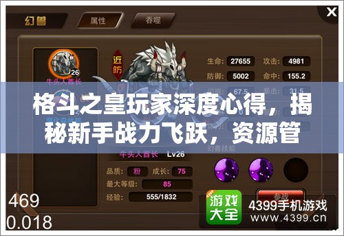 格斗之皇玩家深度心得，揭秘新手战力飞跃，资源管理在提升途径中的核心作用
