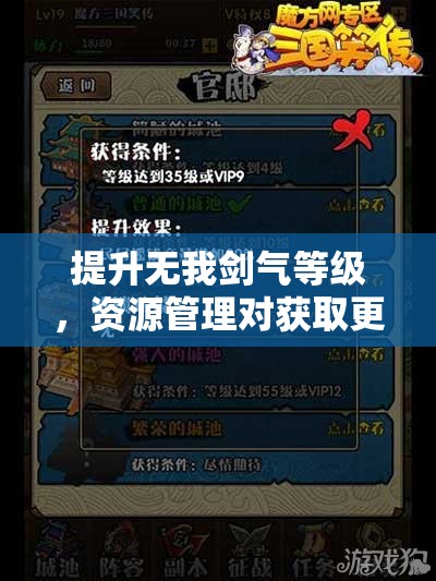 提升无我剑气等级，资源管理对获取更高技能等级与更大加成至关重要