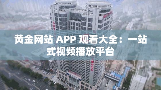 黄金网站 APP 观看大全：一站式视频播放平台