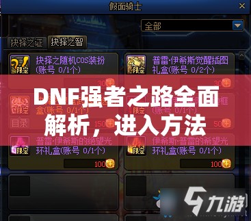 DNF强者之路全面解析，进入方法详解与高效资源管理策略