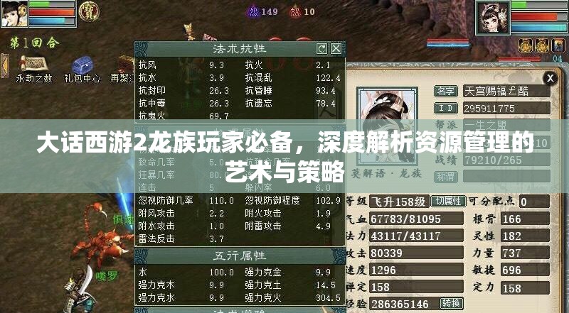 大话西游2龙族玩家必备，深度解析资源管理的艺术与策略