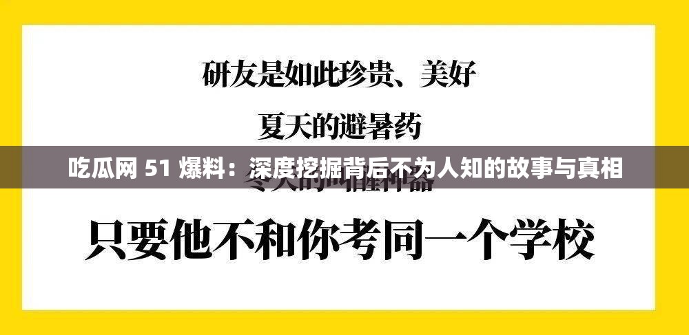 吃瓜网 51 爆料：深度挖掘背后不为人知的故事与真相