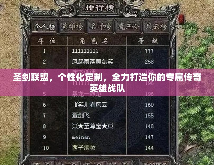 圣剑联盟，个性化定制，全力打造你的专属传奇英雄战队