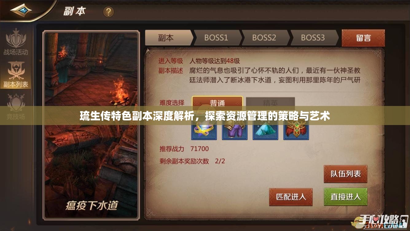 琉生传特色副本深度解析，探索资源管理的策略与艺术