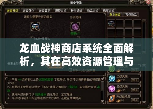 龙血战神商店系统全面解析，其在高效资源管理与战略部署中的核心作用