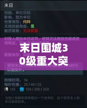 末日围城30级重大突破，揭秘高效升级策略，助你实现等级飞跃