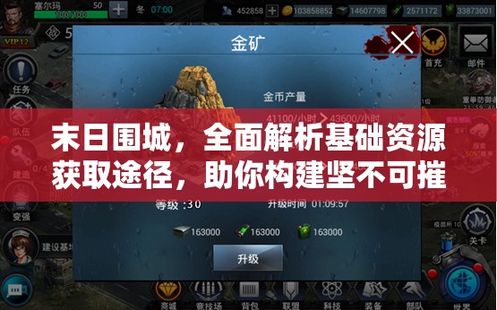 末日围城，全面解析基础资源获取途径，助你构建坚不可摧的生存帝国