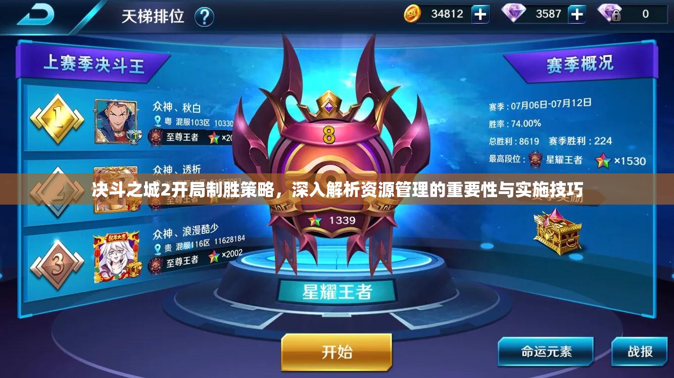 决斗之城2开局制胜策略，深入解析资源管理的重要性与实施技巧
