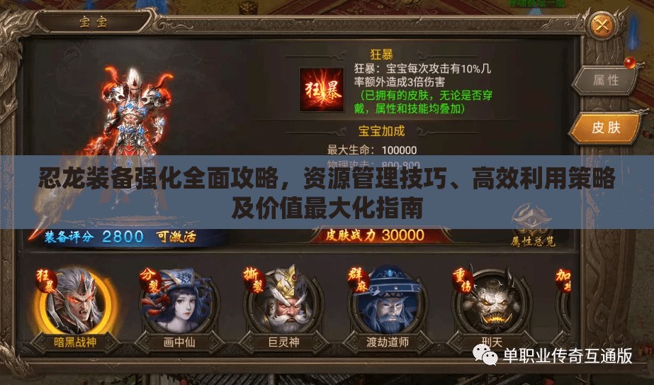 忍龙装备强化全面攻略，资源管理技巧、高效利用策略及价值最大化指南