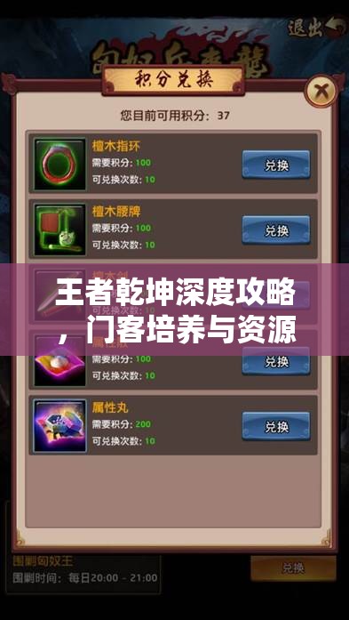 王者乾坤深度攻略，门客培养与资源管理技巧，解锁游戏新境界