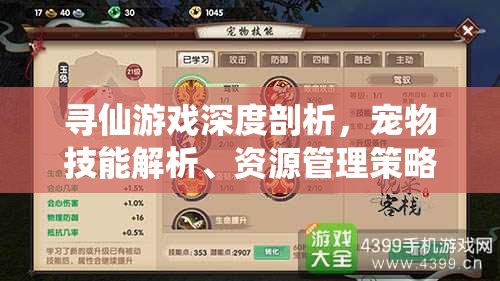 寻仙游戏深度剖析，宠物技能解析、资源管理策略及高效运用避免浪费指南