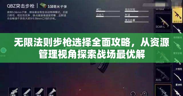 无限法则步枪选择全面攻略，从资源管理视角探索战场最优解