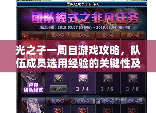 光之子一周目游戏攻略，队伍成员选用经验的关键性及高效管理策略