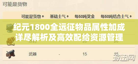 纪元1800全远征物品属性加成详尽解析及高效配给资源管理艺术指南