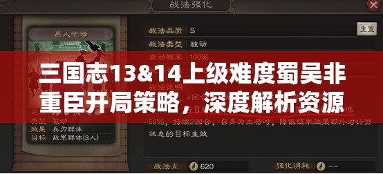 三国志13&14上级难度蜀吴非重臣开局策略，深度解析资源管理的艺术与技巧