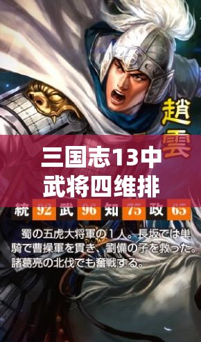三国志13中武将四维排行对资源管理效率的影响及优化策略解析