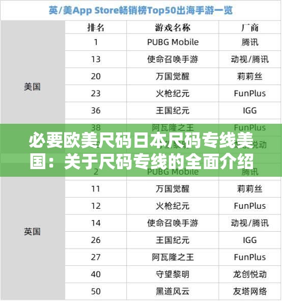 必要欧美尺码日本尺码专线美国：关于尺码专线的全面介绍与分析