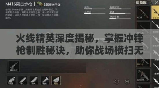 火线精英深度揭秘，掌握冲锋枪制胜秘诀，助你战场横扫无敌之路！