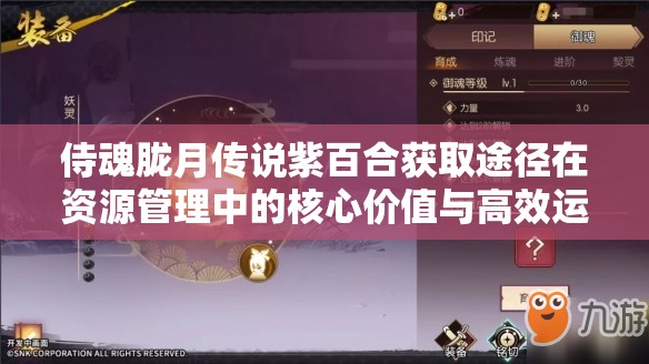 侍魂胧月传说紫百合获取途径在资源管理中的核心价值与高效运用策略