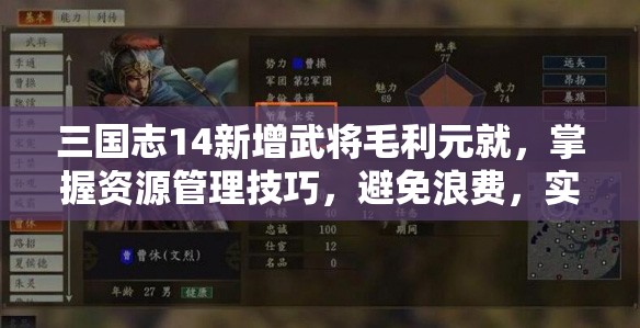 三国志14新增武将毛利元就，掌握资源管理技巧，避免浪费，实现价值最大化策略