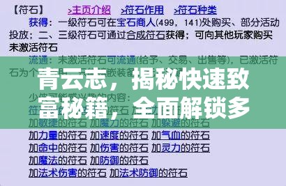 青云志，揭秘快速致富秘籍，全面解锁多元化赚钱新途径与策略