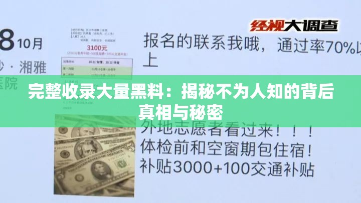 完整收录大量黑料：揭秘不为人知的背后真相与秘密