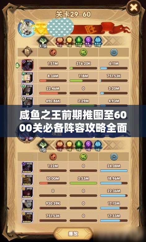 咸鱼之王前期推图至6000关必备阵容攻略全面揭秘