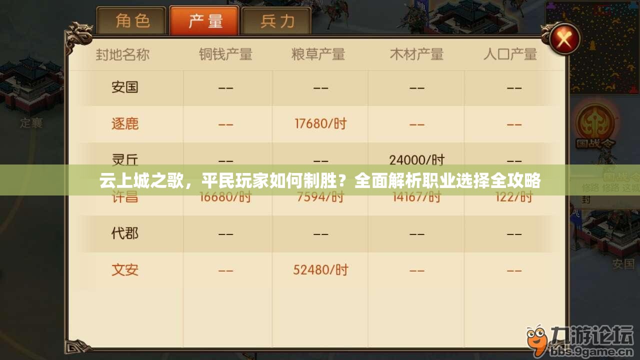 云上城之歌，平民玩家如何制胜？全面解析职业选择全攻略
