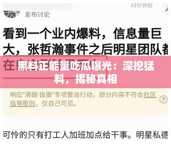 黑料正能量吃瓜曝光：深挖猛料，揭秘真相