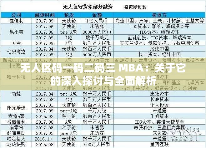 无人区码一码二码三 MBA：关于它的深入探讨与全面解析