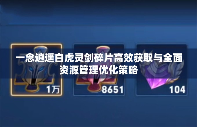 一念逍遥白虎灵剑碎片高效获取与全面资源管理优化策略