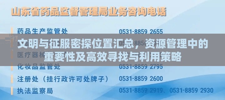 文明与征服密探位置汇总，资源管理中的重要性及高效寻找与利用策略