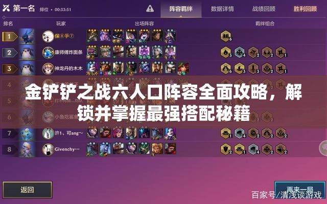 金铲铲之战六人口阵容全面攻略，解锁并掌握最强搭配秘籍