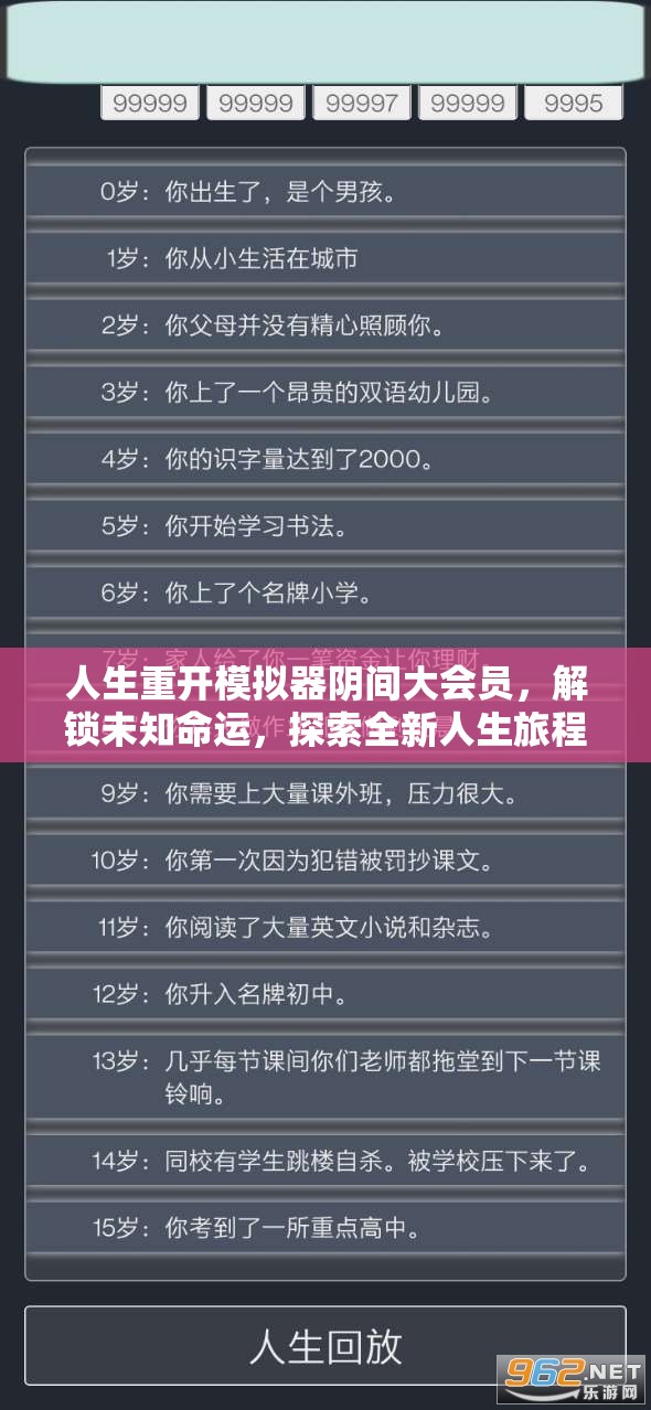 人生重开模拟器阴间大会员，解锁未知命运，探索全新人生旅程的神奇钥匙